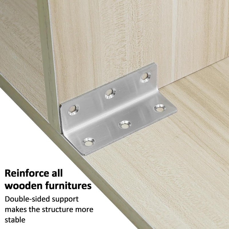 Redunest L Bracket, Heavy Duty Corner Brace, 10 Pack 3.2" Metal Shelf Bracket Angle Bracket for Shelves, Polished Silver Stainless Steel Braces for Wood Furniture - Image 5